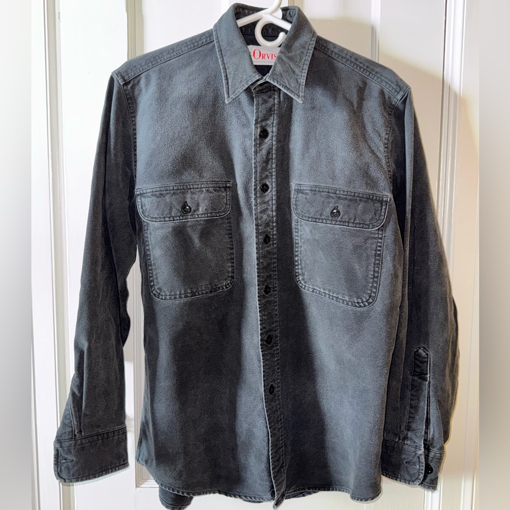 Orvis Vintage Charcoal Chamois Long Sleeve Shirt Men's M